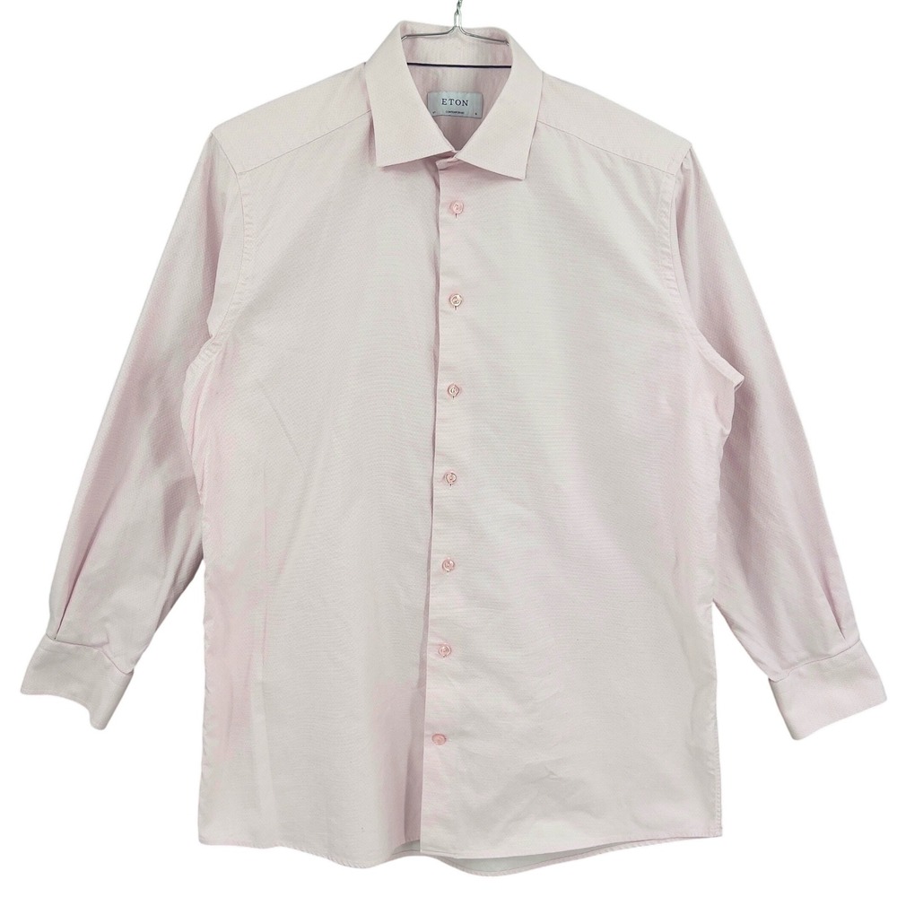 Eton Mens Dress Shirt Light Pink Contemporary Fit Micro-Texture 16 41